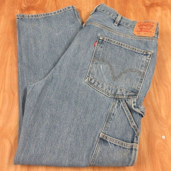 LEVI'S 550 VINTAGE Carpenter Relaxed Workwear Jeans Mens Sz 42x30 Utility Denim - Picture 1 of 16